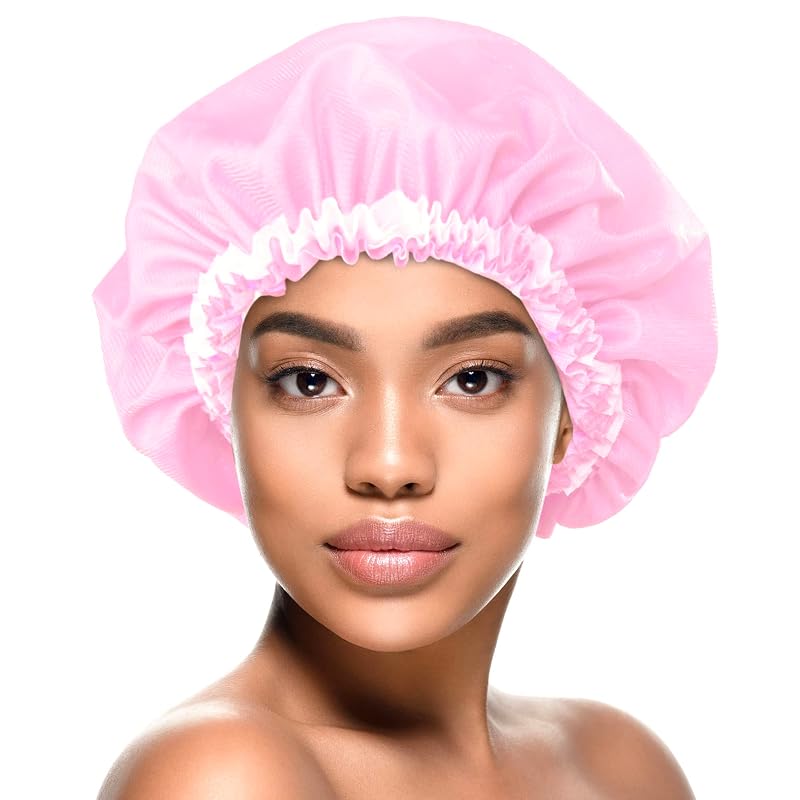 Touca de banho e dormir de cetim com estampa floral DONNA, rosa