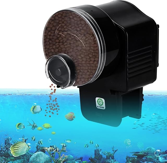 Podazz Comedero Automático para Peces de Acuario, Dispensador de Comida 12/24h, 1–6 Niveles de Ración
