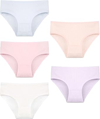 Donella Girls Soft Cotton Underwear - Kids Bikini Brief Ribbed Panties for Girls and Toddlers 5-Pack