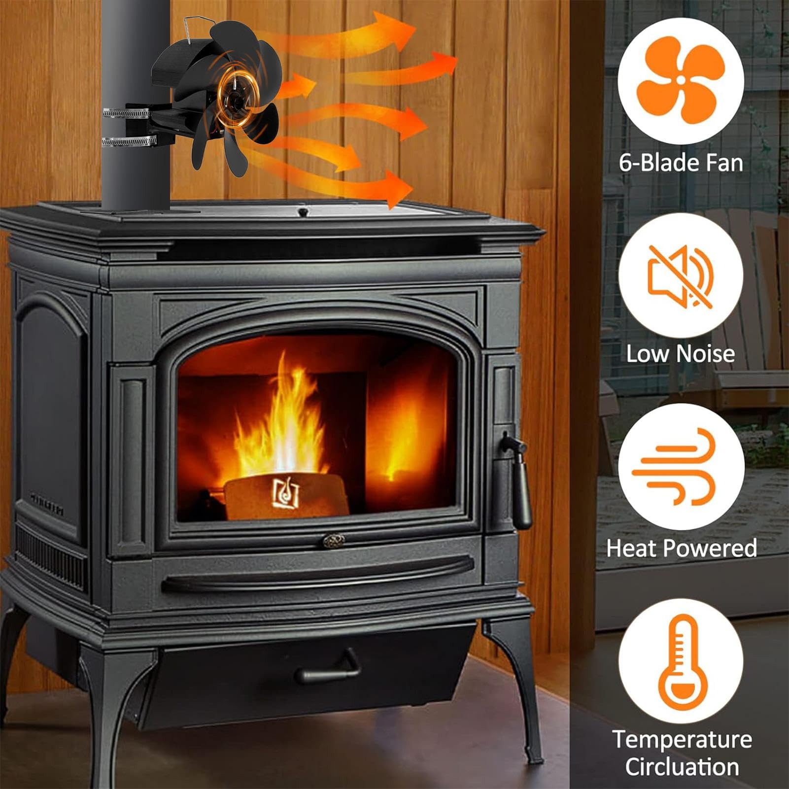 Ventilatore Per Caminetto Con Stufa A Legna Ventilatore Termico Silenzioso | Ventilatore Per Silenzioso Non Elettrico Diffusione Aria Calda Per Bruciatori A Legna E