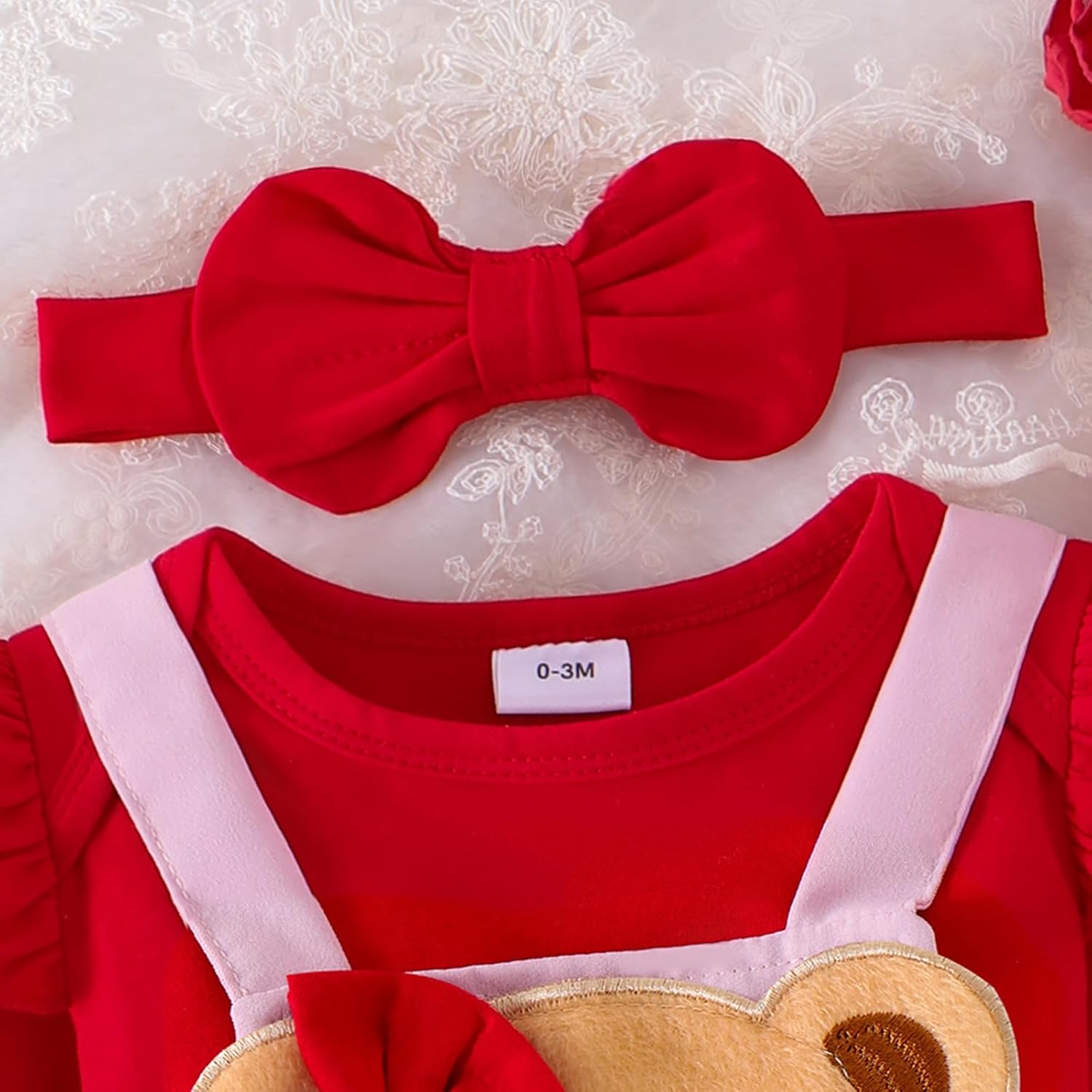 Baby Girl Clothes Spring Outfits Newborn Long Sleeve Ruffle Romper Love Suspender Skirt Set 0-18 Months