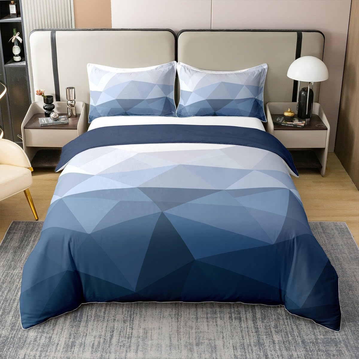 Housse de couette 220x240 pur coton géométrique haut de gamme