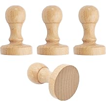 4PCS 40mm/1.5 Solid Wood Round Handle Stamp, Wooden Knobs Blank Seal Carving Stamper for DIY Crafting Scrapbooking Card Making Rubber Projects Drawer Pulls