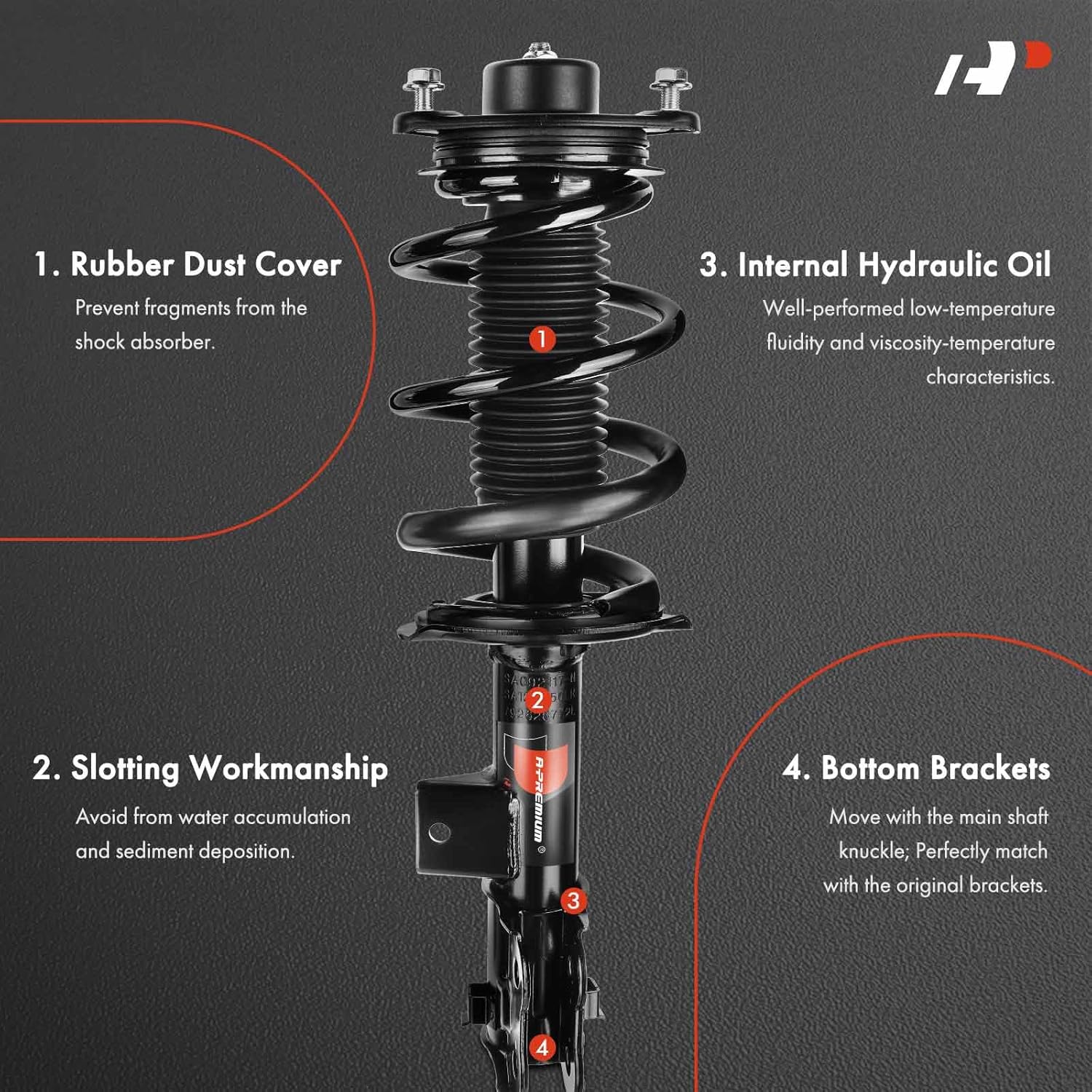 A-Premium Front Complete Struts with Coil Springs Assembly Compatible with Hyundai Sonata 2011 2012 2013 2014, 2-PC Set