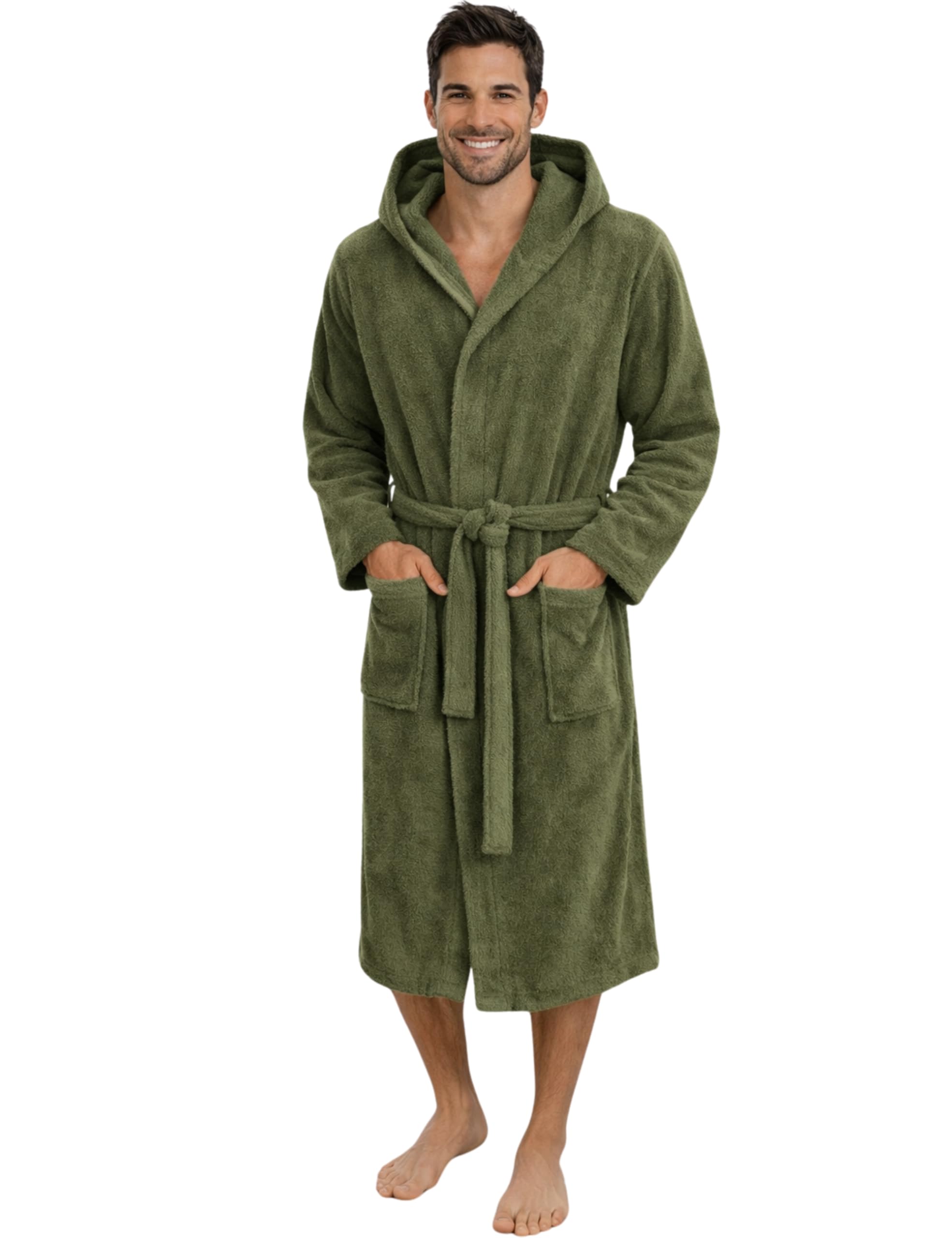 Morgenstern Peignoir Homme 100% Coton Éponge Capuche Classique Long Oeko-Tex-Standard