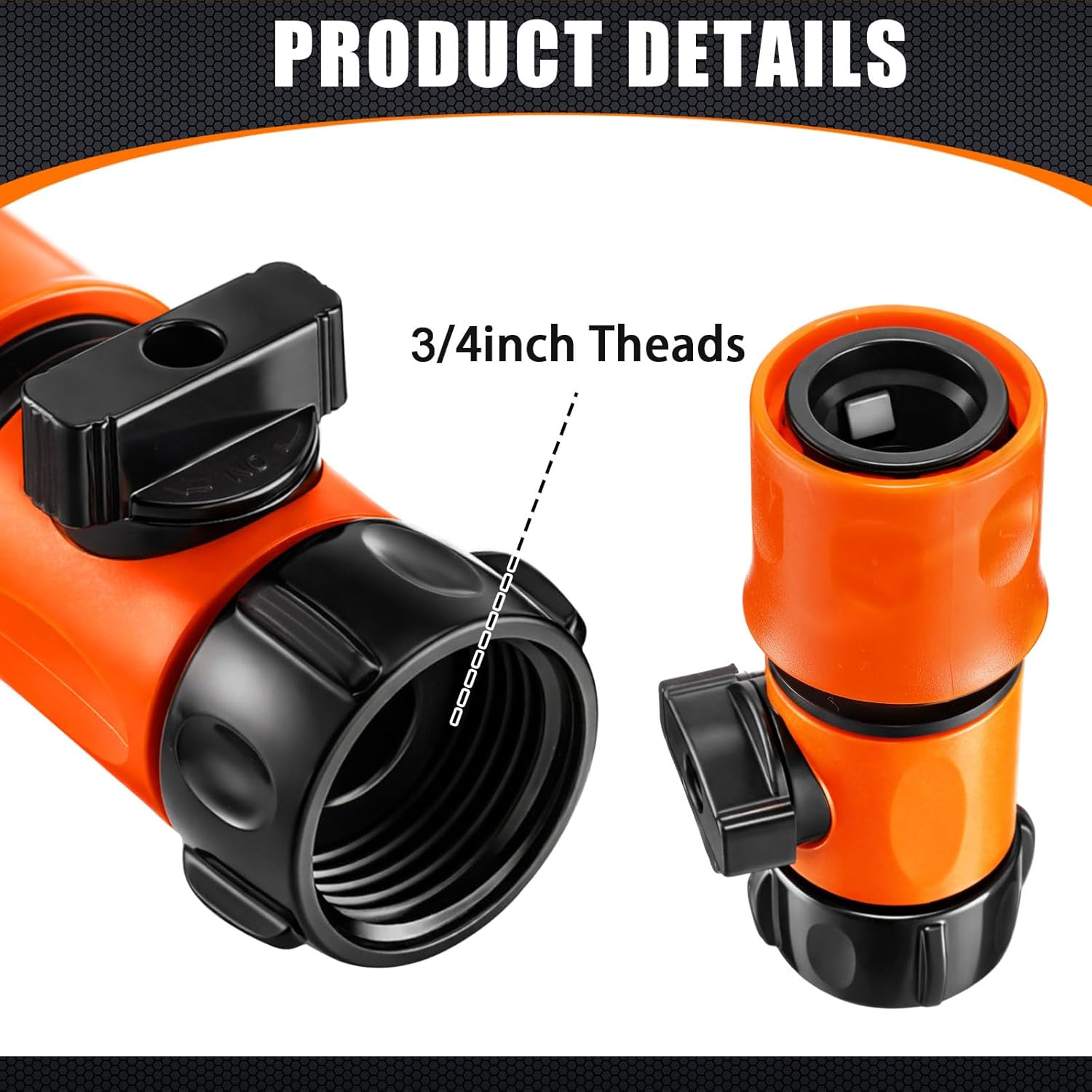 Threlaco 20 Pack Garden Hose Quick Connect with Shut Off Valve, No-Leak 3/4" GHT Plastic Water Hose Fittings for Sprinkler Nozzle Rv Washer Heavy Duty Repair Kit with 40 Adapters & 40 Washers
