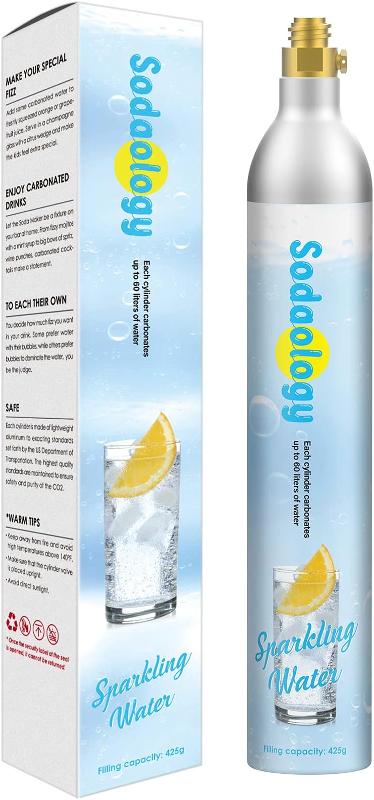 Sodaology 60L Co2 Carbonator Compatible with Sodastream Appliances [NOT FOR ART & TERRA],14.5oz, Set of 1