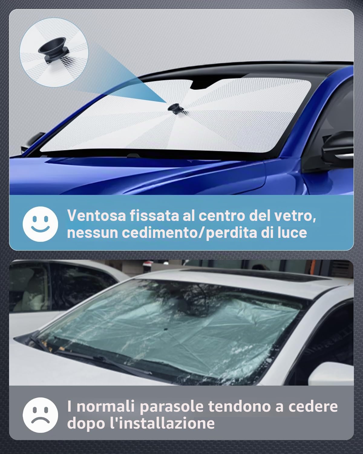 SKTU Parasole Parabrezza per Peugeot 208/e-208 2019-2025 2026 Cordino Design Pieghevole Parasole Protezione UV Protezione per Peugeot 208 Accessori Scheletro in fibra di carbonio
