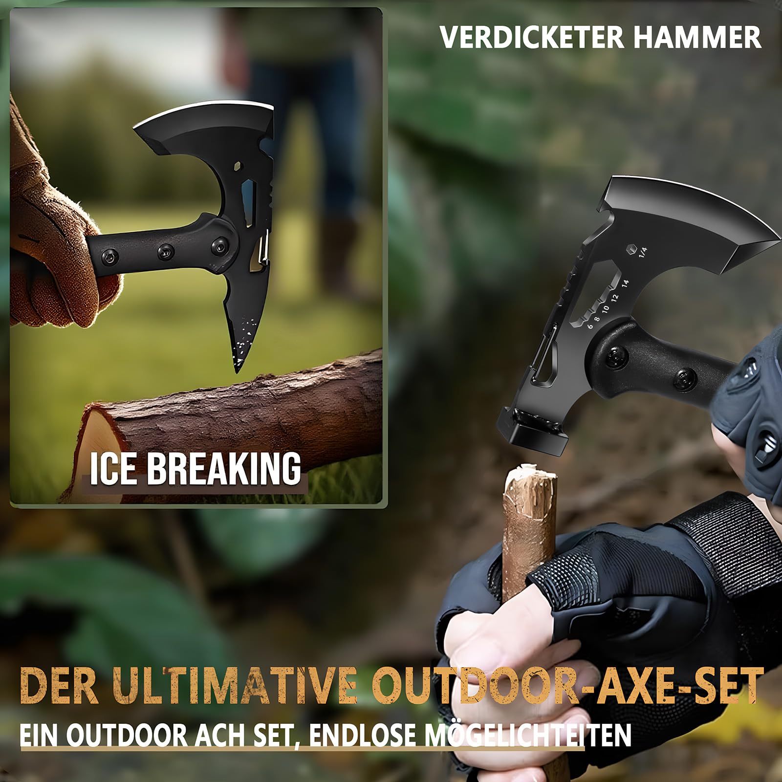 Kleine Camping Axt, Outdoor Axt für Survival & Wandern | Aus hochwertigem Kohlenstoffstahl, mit rutschfestem Griff und Nylonscheide, perfekt für Camping, Wandern und Notfälle