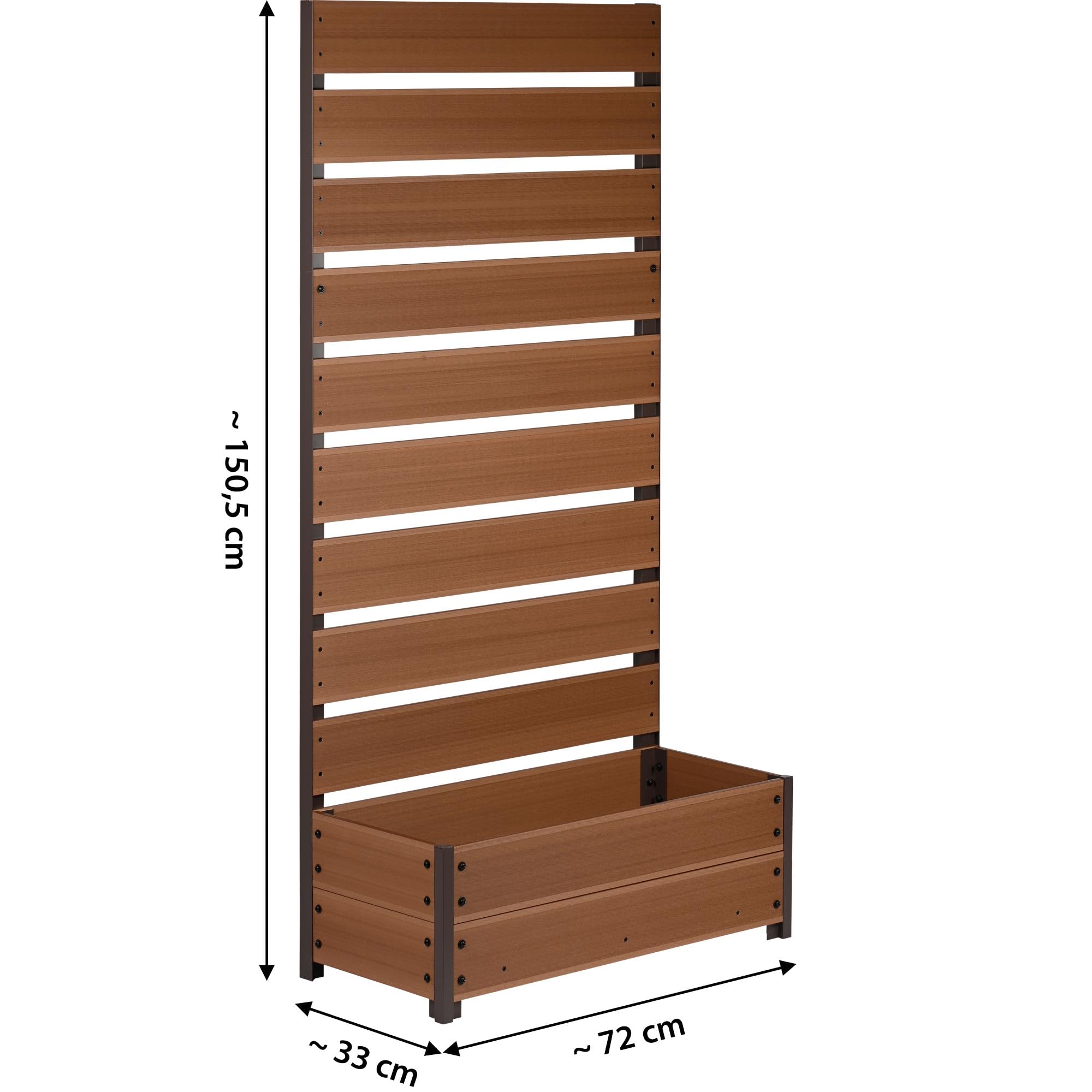 dobar® Doniczka na rośliny XXL z WPC z wysoką ochroną przed wzrokiem – duża skrzynka na rośliny, idealna na balkon i taras, 72 x 33 x 137 cm, drewno tekowe