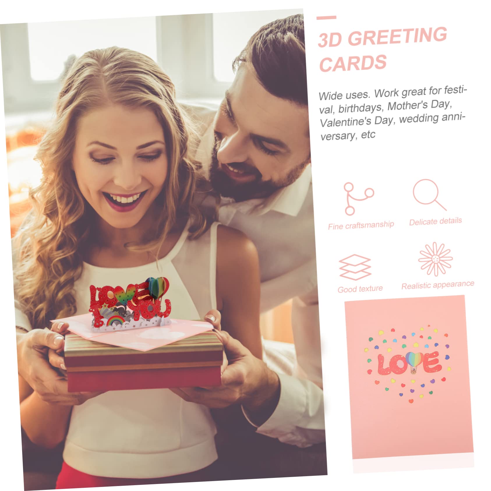 MAGICLULU 5 Sets Segen 3d Jahrestag Grußkarten Einzigartiges ich Liebe Dich Design Für Anlass