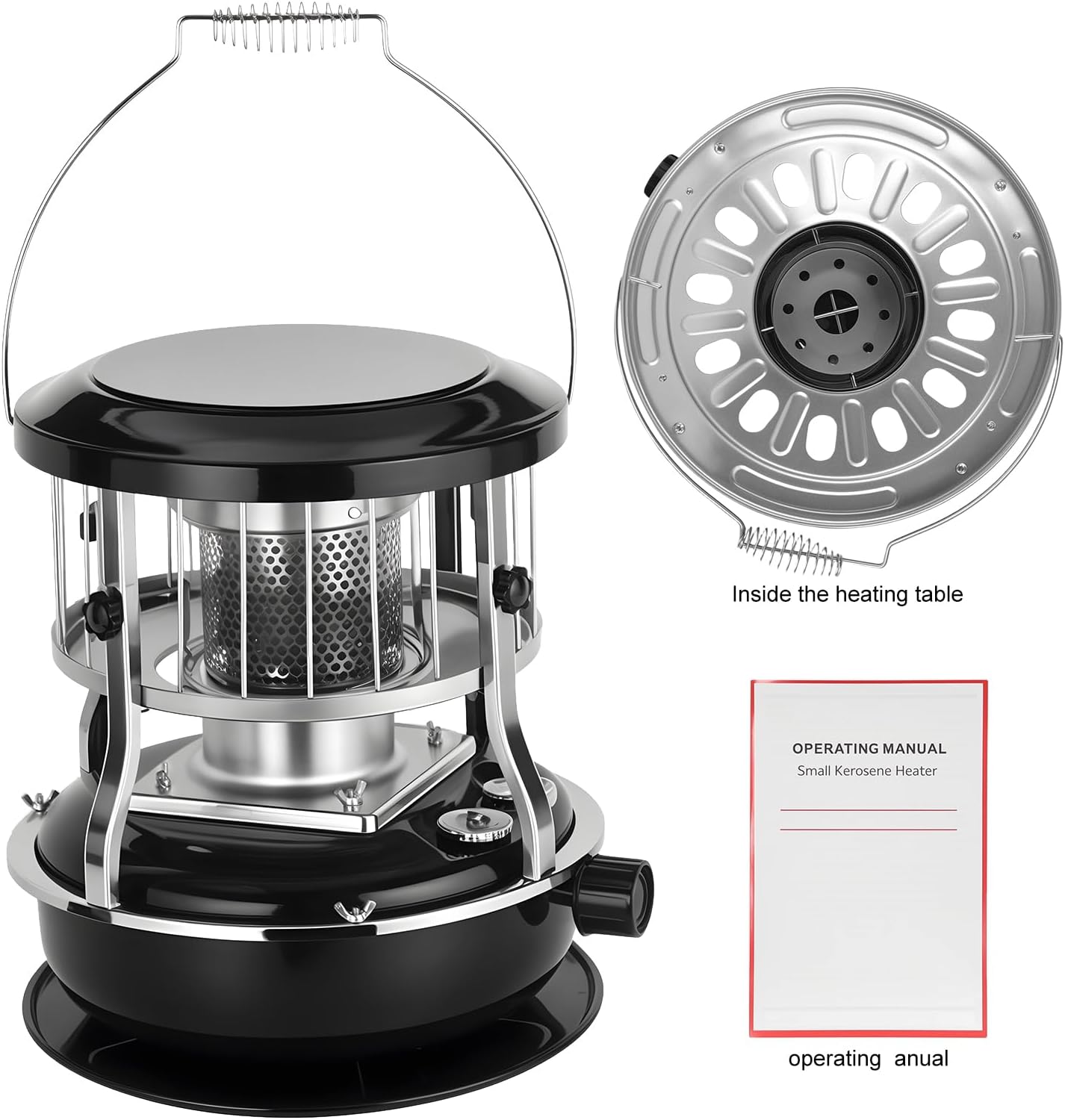 Portable Kerosene Heater & Stove,Non Electric Heaters,9000 BTU,Indoor Kerosene Heater for Outdoor Camping,Hunting,Cooking,Home and Emergency Use Radiant Heating Black