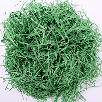 Zhzrche Easter Basket Grass,Cut Tissue Paper,Recyclable Craft Shred Confetti Raffia Paper Filler,For Easter Gift Box Dark green