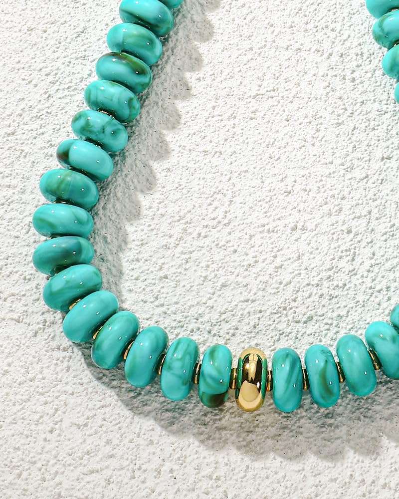 Mothers Day Gifts Chunky Beaded Choker Necklace for Women Statement Necklace with Gold Accent Adjustable Beach Summer Jewelry Trendy Boho Necklaces in Multiple Colors y2k Jewelry — view 5