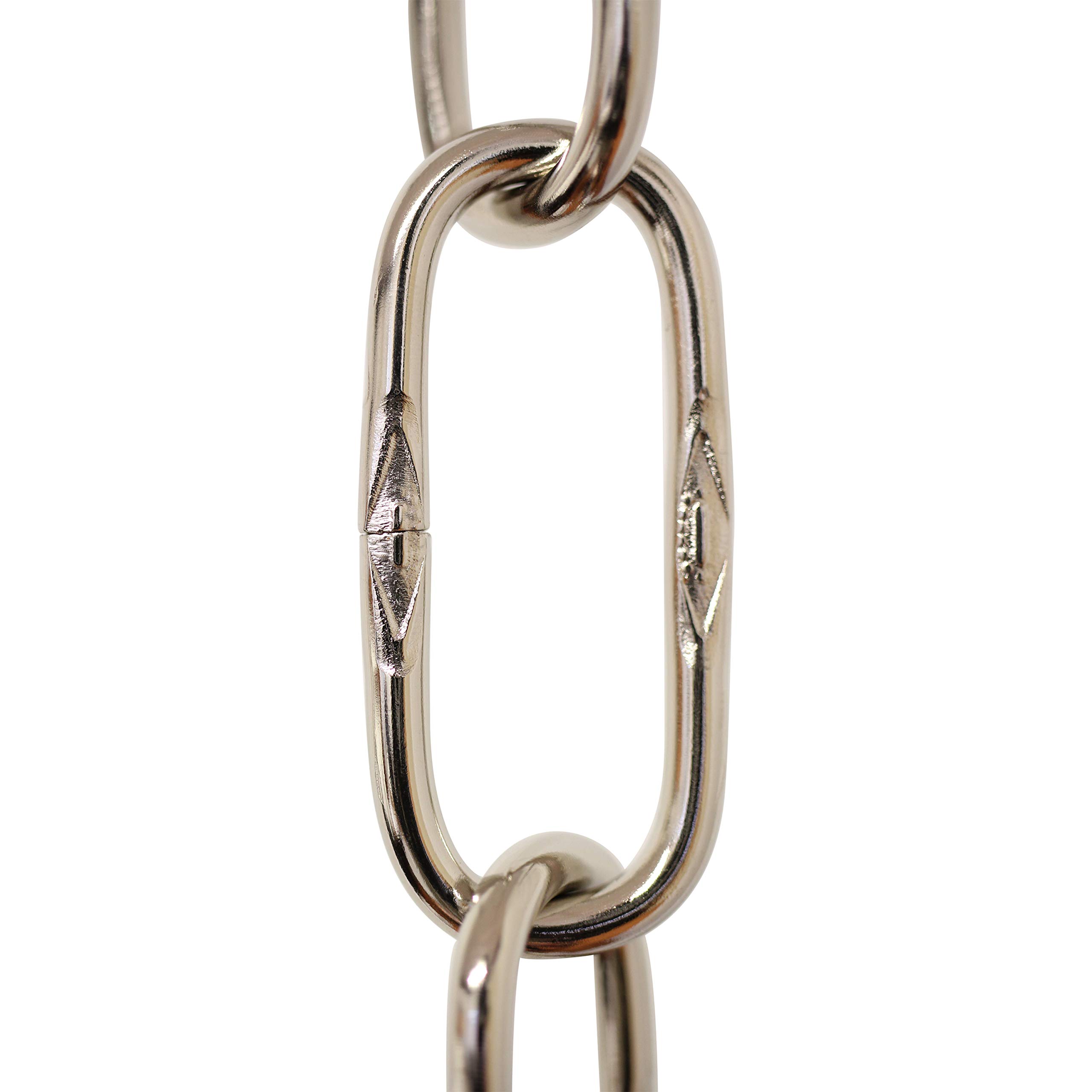 RCH Hardware CH-S58-40-PN-3 | 6 Gauge Decorative Solid Steel Spanish Link Fixture Chain | 3 Foot Increments |Polished Nickel Finish
