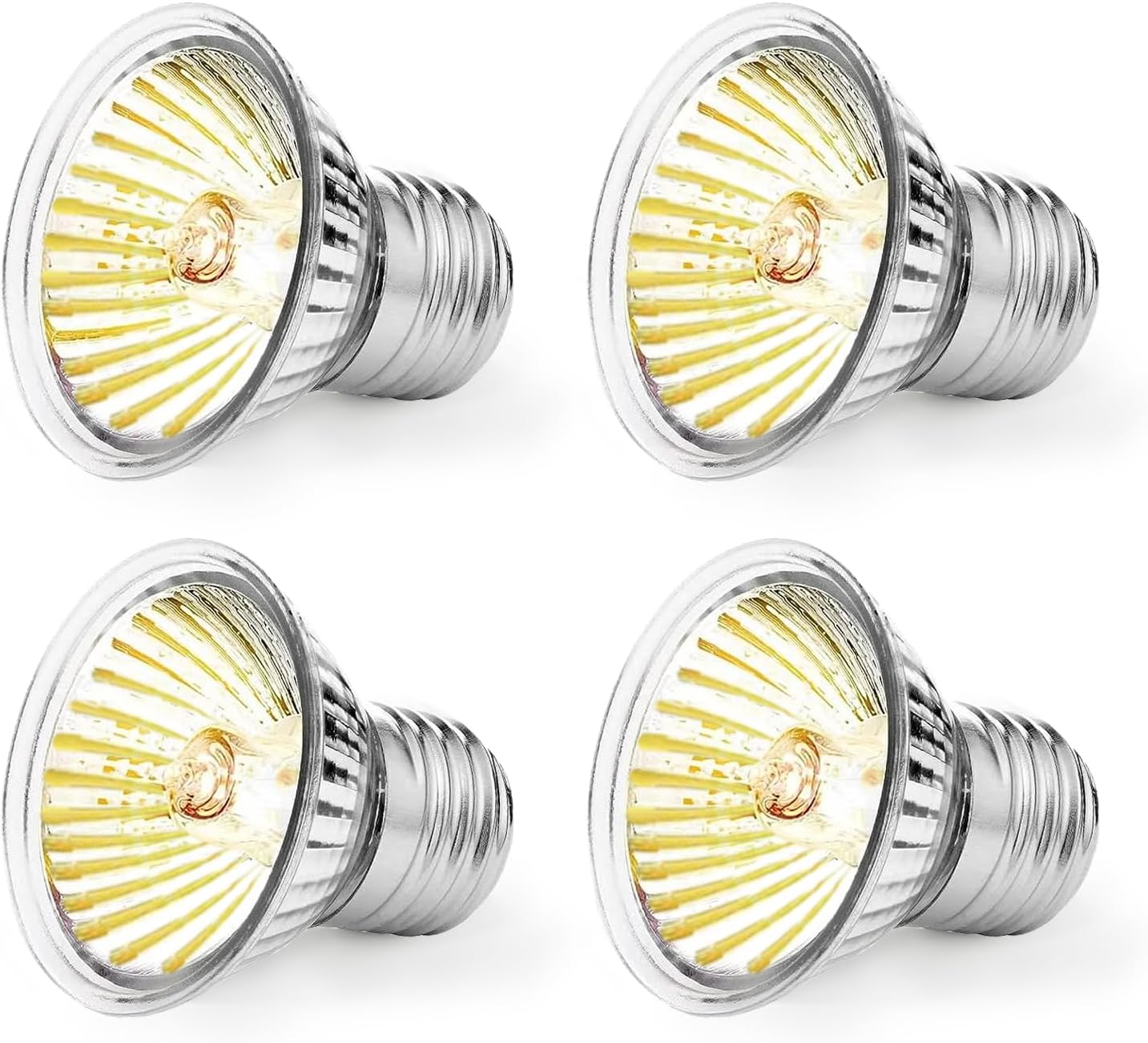 EASYIVY E27 Reptile Heating Bulb, 50W UVA UVB Turtle Basking Light Bulb Dimmable Tortoise Heat Lamp Bulbs for Bearded Dragon Lizard Snake Gecko Chameleon Amphibian, 4-Pack