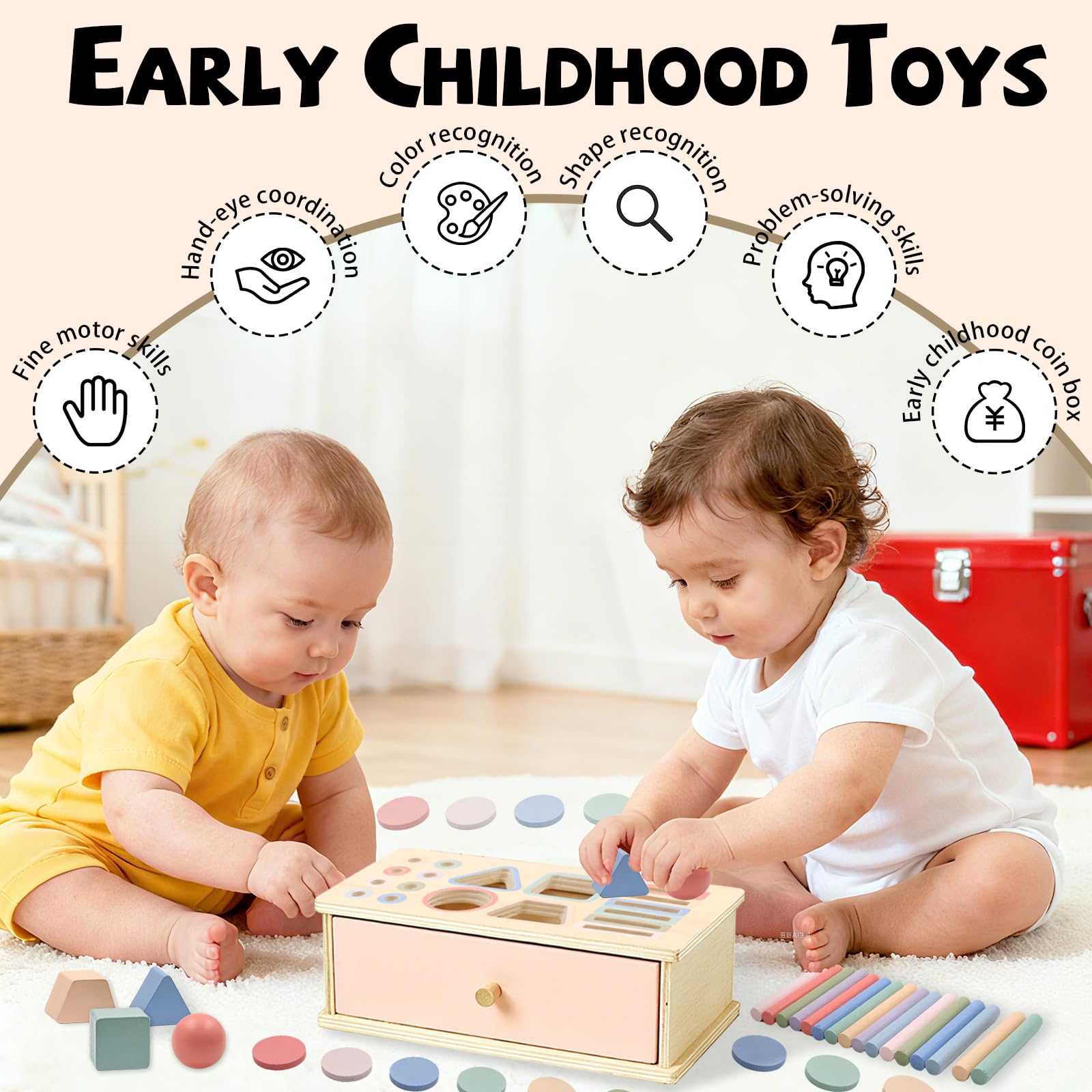 Toddler Montessori Toys for 3+ Year Old, Wooden Shape Sorter for Toddlers 3+, Stacking Sensory Baby Toys, Colour Sorting Game - Image 4