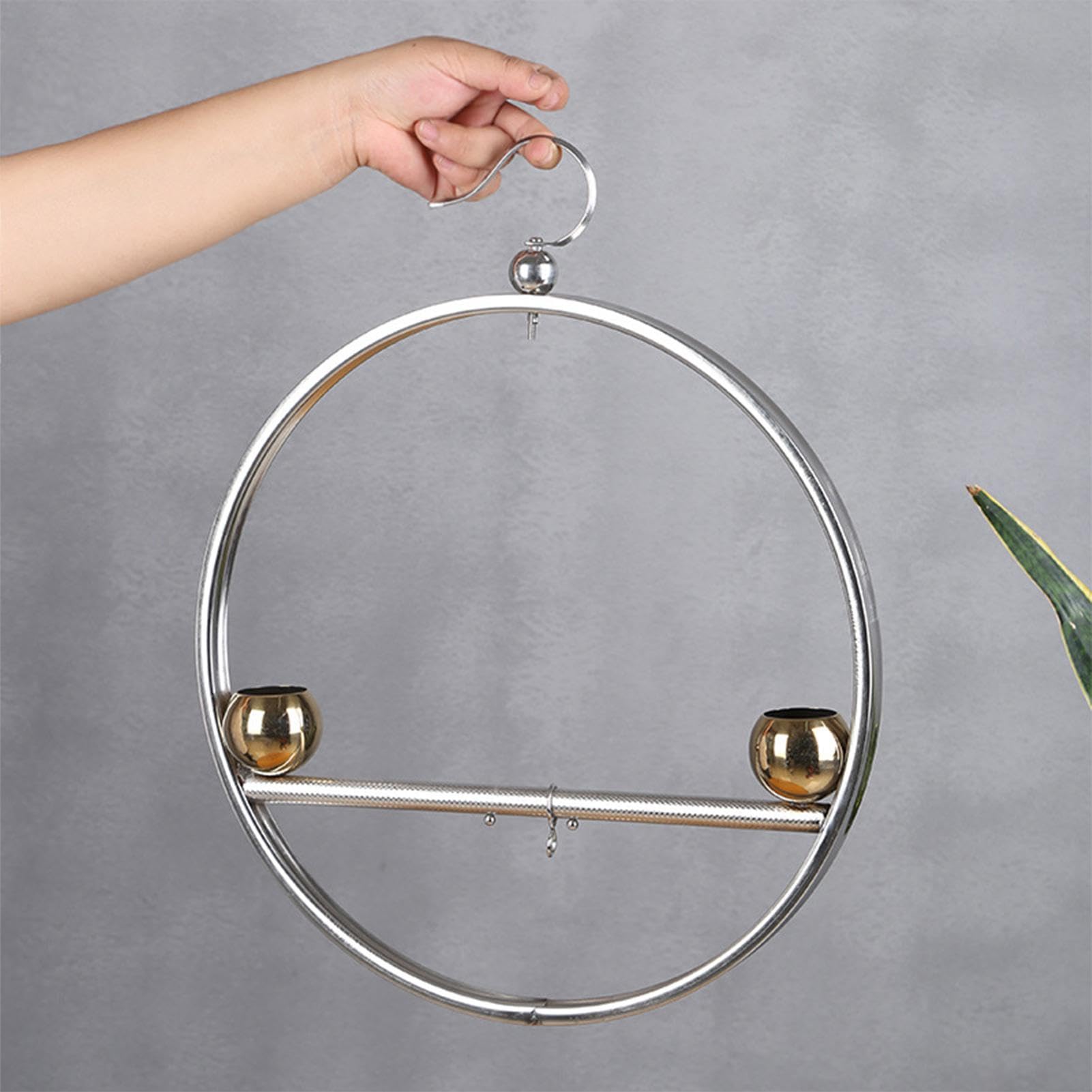Supporto per uccelli in acciaio inox, altalena rotonda per pappagalli, supporto per pappagallo, supporto per altalena, design a doppia nappa, antiruggine, con gancio, per animali