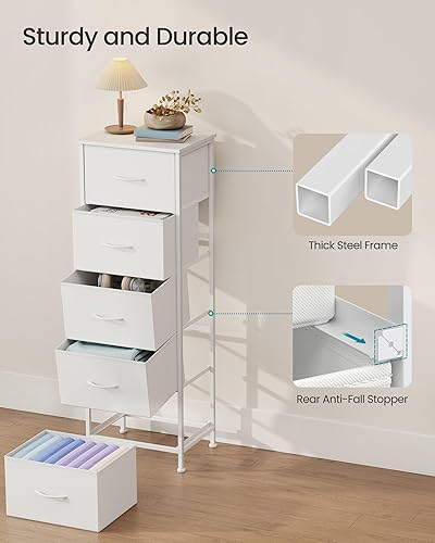 Miniatura 6 de SONGMICS Dresser for Bedroom, Chest of Drawers, Steel, MDF, 5 Non-Woven Fabric Drawers, Storage Organizer Unit, Closet, Entryway, Cloud White and