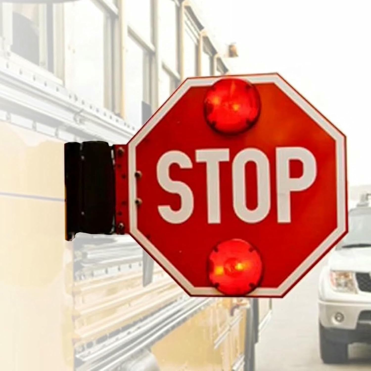 Reflective Aluminum Double Sided School Bus Stop Sign with Electronic Controller, High Visibility for Bus Lane and School Buses