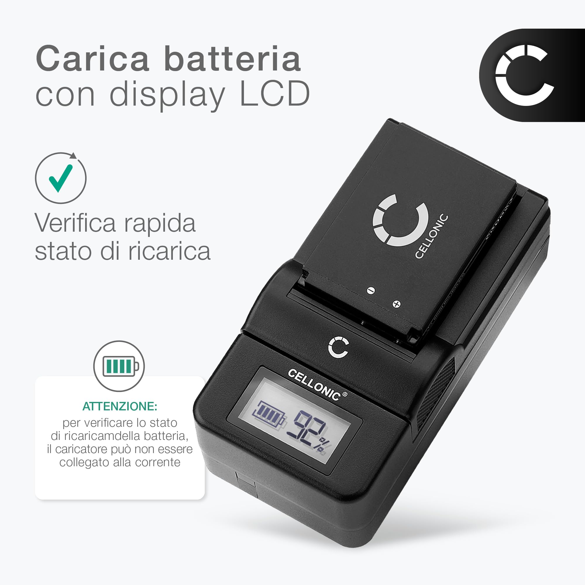 CELLONIC Caricabatteria compatibile con Panasonic DMW-BLG10E, DC-G110V | 1m, 100-240V per Panasonic DMW-BLG10E, Lumix DC-TZ90, Lumix DMC-GX80, DMW-BLG10 per Leica BP-DC15, D-LUX 7, BP-DC15-E, D-LUX