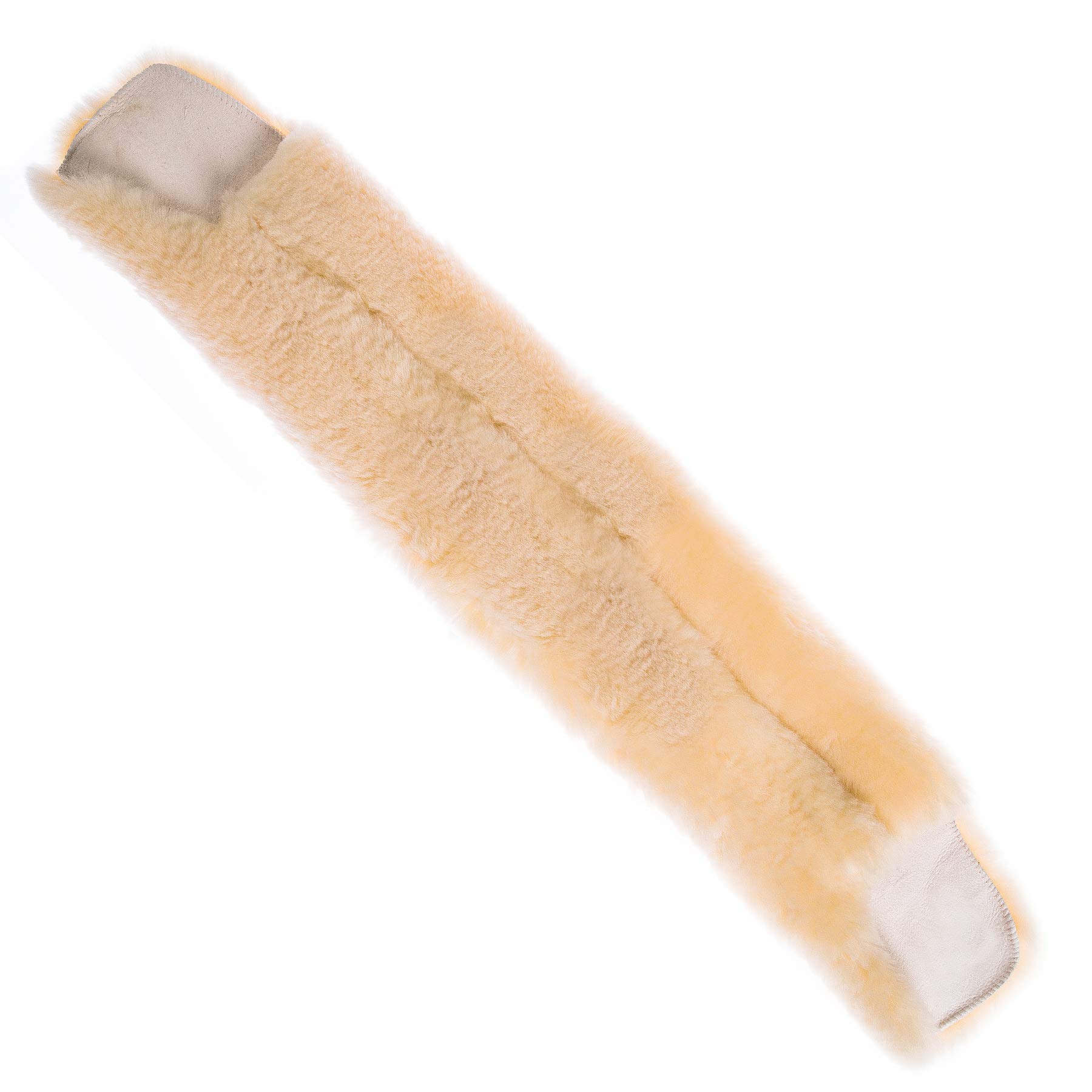 Protector de cinturón de piel de cordero genuino para cinturón de doma occidental, piel auténtica para su correa de sillín de lana de cordero auténtica (natural, 50 x 12 cm (largo x ancho)