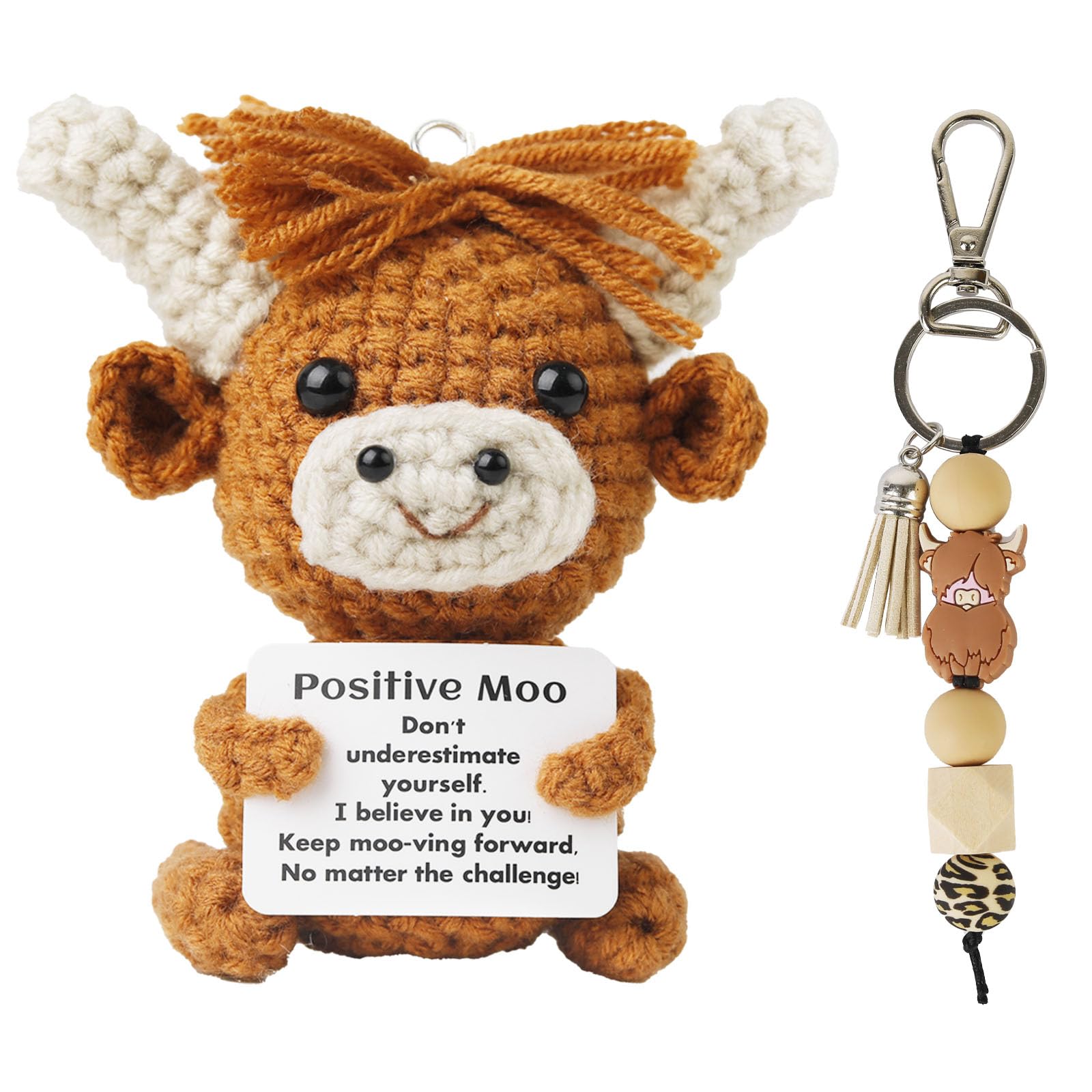Nhcuijun Highland Cow Gifts For Women, Good Luck Positive Gifts, Emotional Support Mini Funny Knitted Bee Doll, Affirmations for Women, Girls, Men, and Friends,Farewell Gifts for Work Colleagues