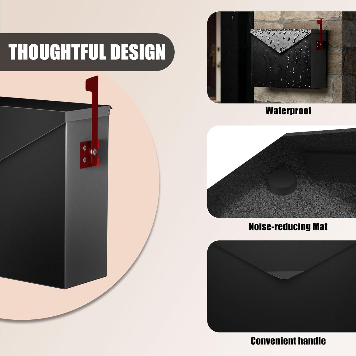 Large Capacity Wall Mount Mailbox with Outgoing Mail Flag, 16.5”x12.7”x6.3” Steel Mail Box for Outside, Rust-Proof Galvanized Steel Post Box, Quiet Stay-Open Lid Smooth Operation Mailboxes