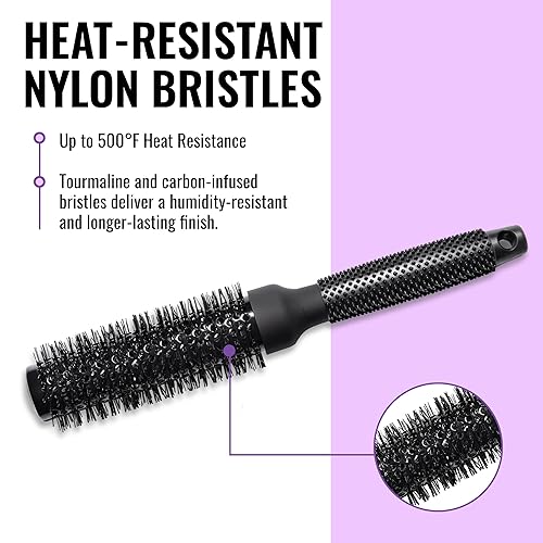 Miniatura 3 de Ergo Cepillo redondo iónico de cerámica para el cabello, cepillo de calidad de salón para secado con soplado, cepillo de rodillo para peinado húmedo