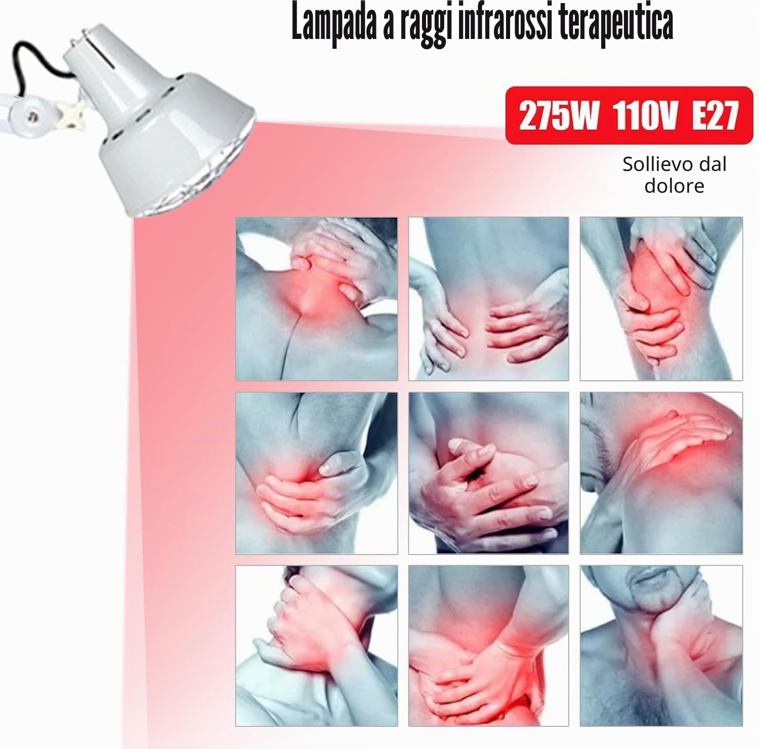 Lampada a infrarossi, 275 W, 220 V, a infrarossi, per la terapia di riscaldamento a luce rossa regolabile, con ruote