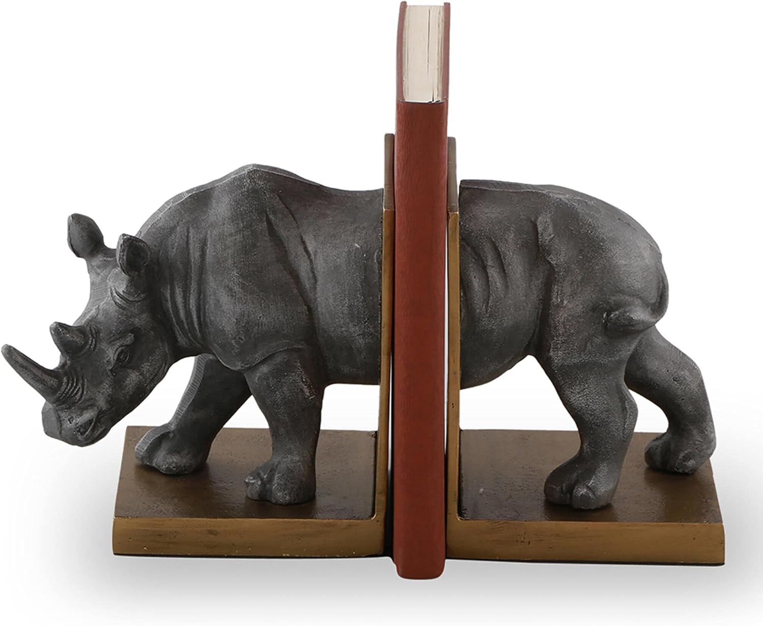 SPI Home Cast Aluminum Rhinoceros Bookends Rhino 7.5 Inches High Animal Décor