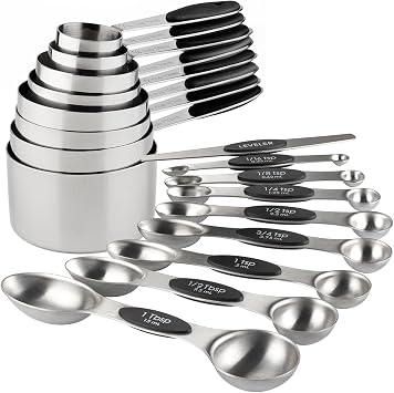 Measuring Cups and Spoons Set Stainless Steel Measuring Cups Double Sided Stackable Magnetic Measuring Black