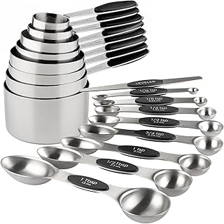 Measuring Cups and Spoons Set Stainless Steel Measuring Cups Double Sided Stackable Magnetic Measuring (Black)