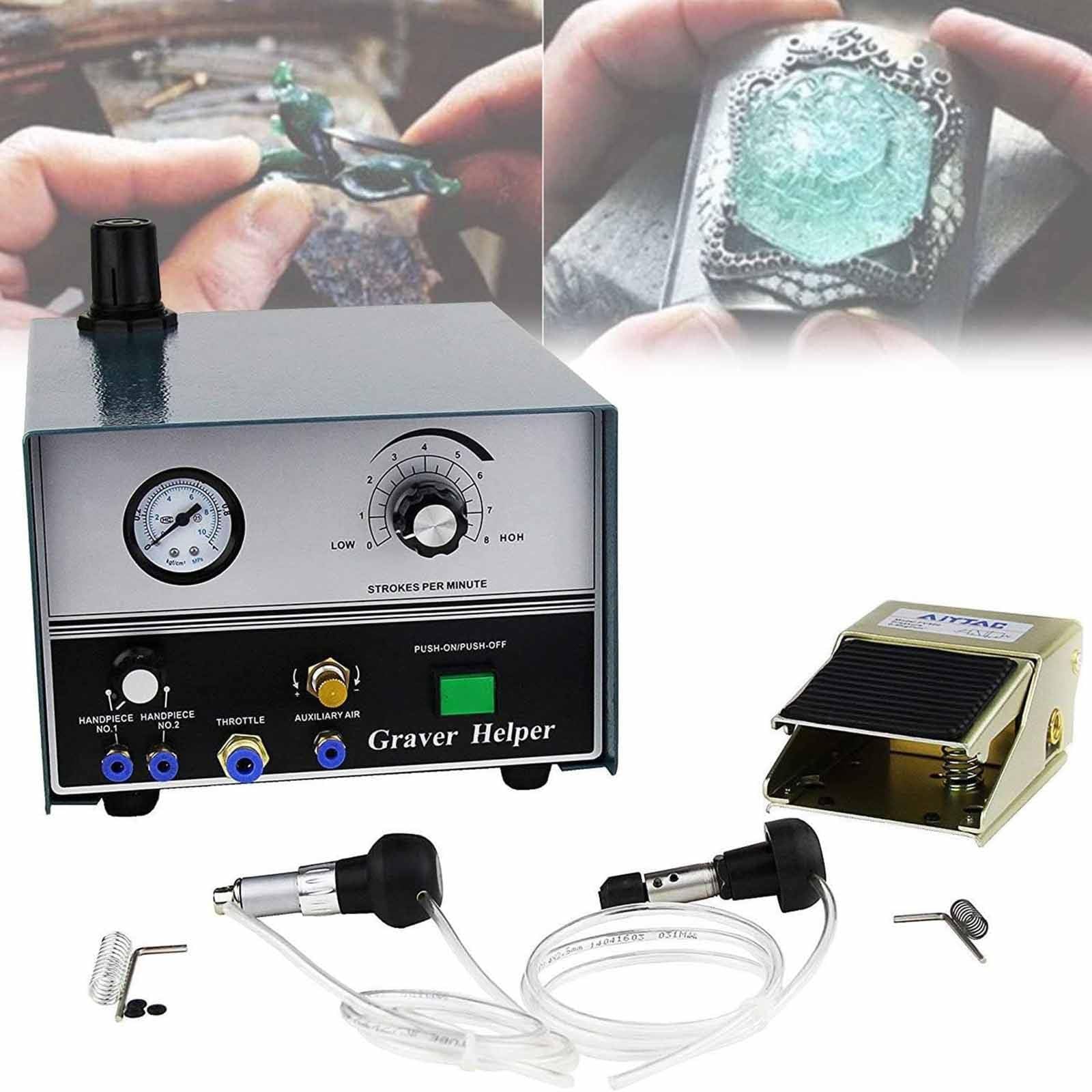 Machine à Graver Pneumatique - Double Extrémité - Impact Graveur De Bijoux - 100-4000 TR/Min - pour Bois, Métal, Pierres Précieuses Et Bijoux