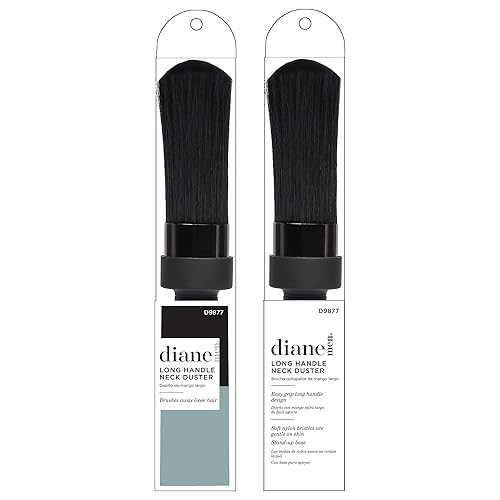 Miniatura 10 de Cepillo para el cuello grande Diane D9851 de barbero con cerdas de nailon color negro y dorado M Plateado