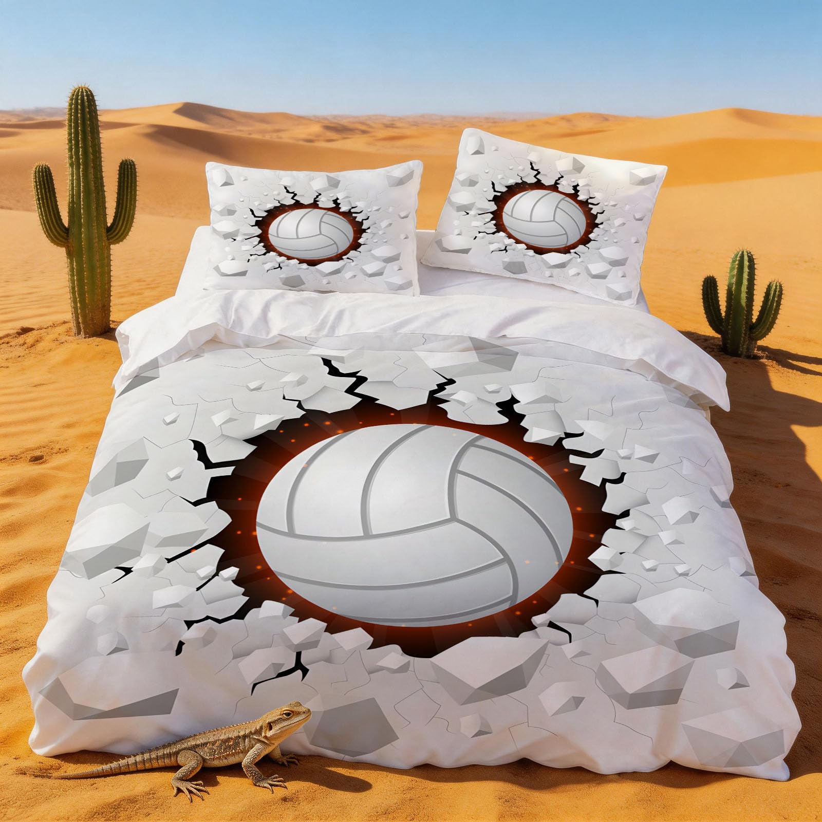 Housse de couette 220x240 volley-ball microfibre douce facile à repasser