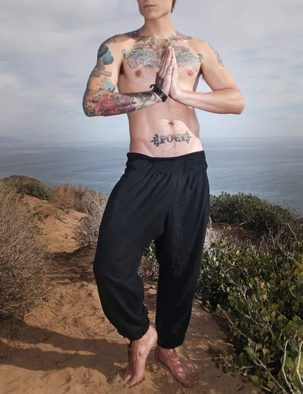 MIZOK Men's Soft Modal Pants Yoga Harem Pilates Pants Comfortable Lounge Bottoms with Pockets : Clothing, Shoes & Jewelry