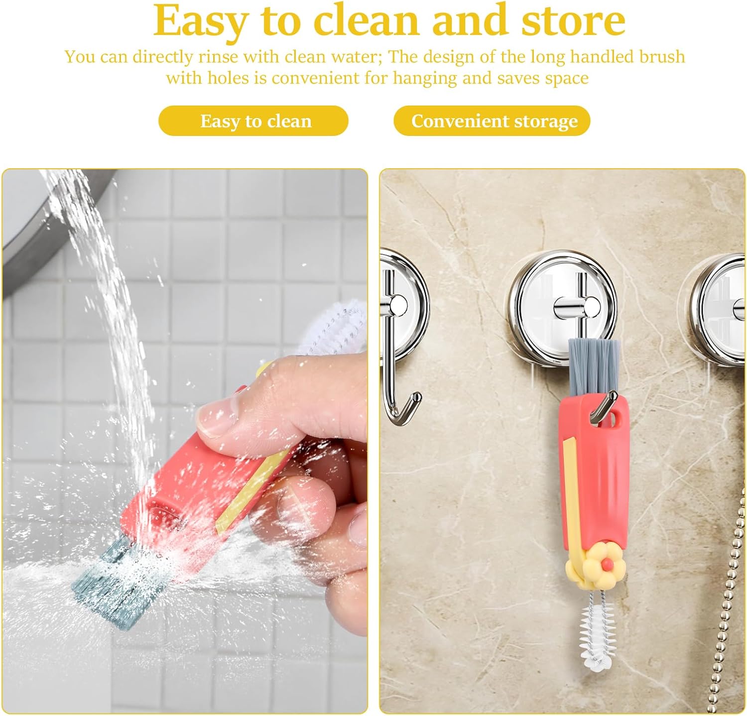 24 Pcs 3 in 1 Cup Lid Cleaning Brush Set with Straw Cleaner Brush, 180° Rotatable Bottle Brush Gap Cleaner, Hangable Multifunctional Crevice Cleaning Brush Set for for Water Bottler Tumbler Kitchen