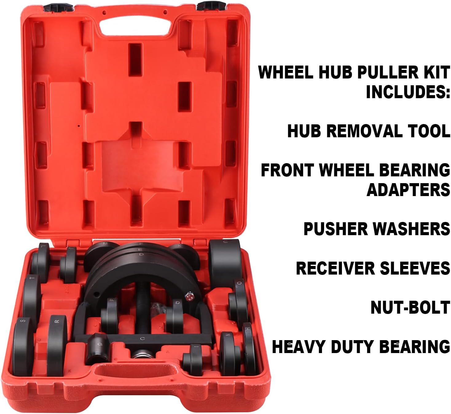 FreeTec Master Wheel Hub Removal Tool Set - C to U Sizes Back and Front Wheel Bearing Remover and Installer Tool Kit