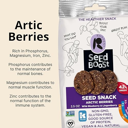 Miniatura 3 de ROSTEN SeedBoost Seed Crackers (paquete de 8) sabor a bayas árticas con arándanos silvestres y arándanos rojos, veganas, sin OMG, sin gluten (2.5