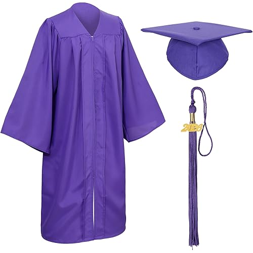 Unisex Matte Graduation Cap and Gown Tassel Package for High School and Bachelor