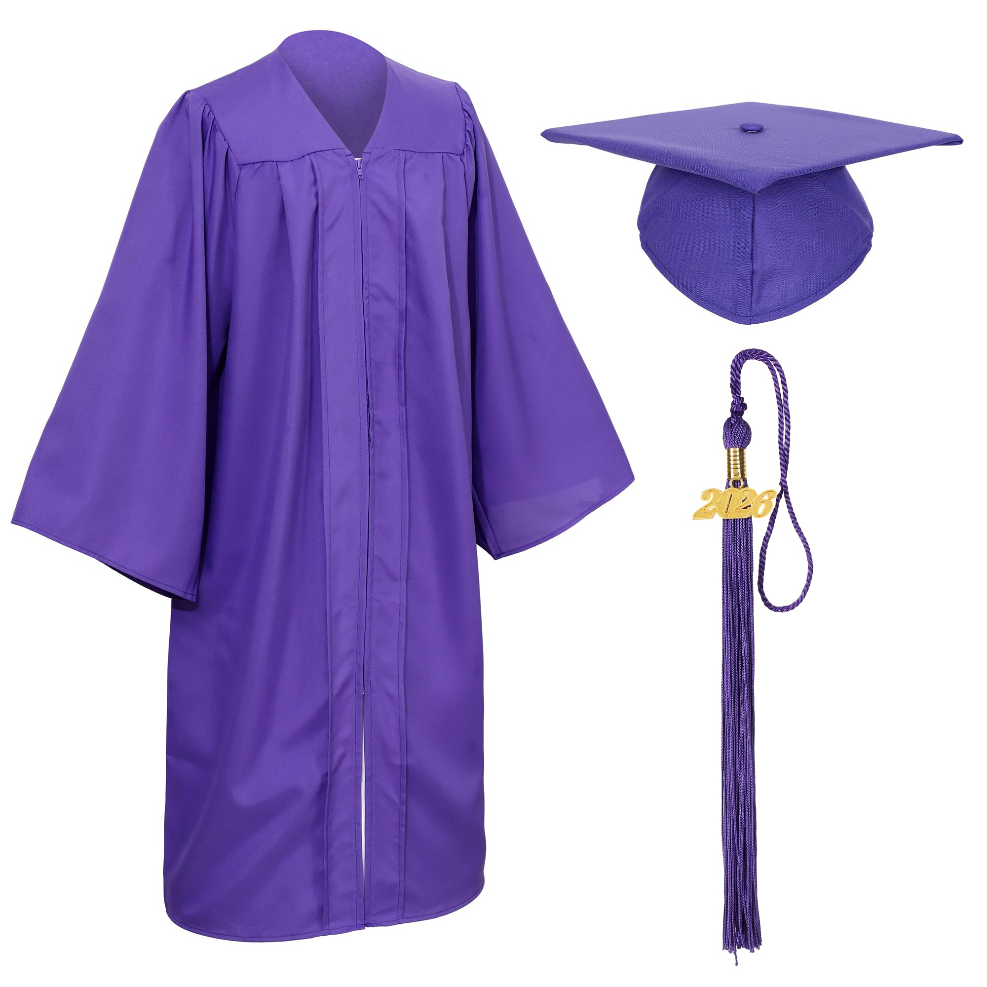 Unisex Matte Graduation Cap and Gown Tassel Package for High School and Bachelor