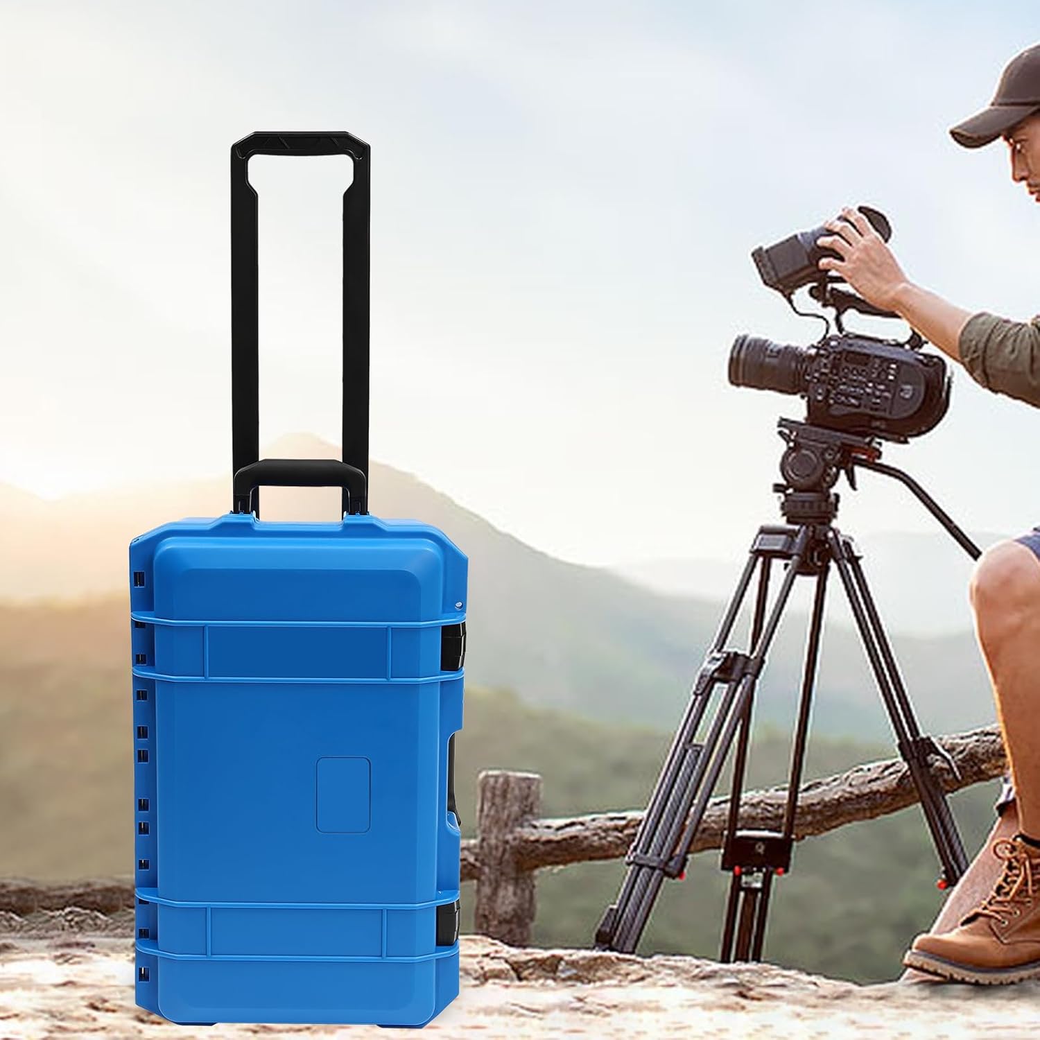 Protective Camera Case, 22 Inch Protective Camera Case Water Shock Proof with Foam, Camera Trolley Hard Case with IP67 Waterproof Portable Protective Storage Box for Travel, Camera, Tool (Blue)