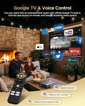 Smart Projector 4K Google TV, True 2400ANSI Indoor Daylight Home Theater