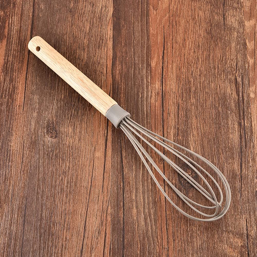 Schneebesen zum Kochen Creme Butter Mixer, Buchenholz Griff Eierschlägel, Hitzeabweisend Antihaft-Silikon Schneebesen Backwerkzeuge, Küche Schneebesen Schlägel