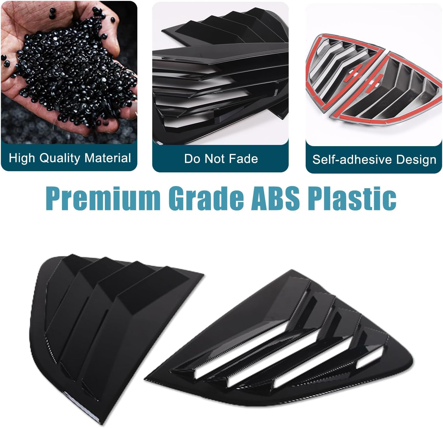 Rear Side Window Louvers Covers Compatible with Mazda ND MX-5 Miata 2016-up Rear Spoiler Wing Side Beveled Window Cover Trims Sun Shade Cover Custom Fit All Weather (Piano Black)