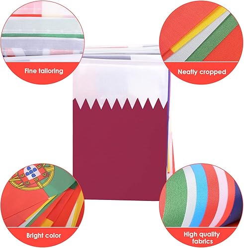 Miniatura 3 de AhfuLife Banderines de bandera de la Copa del Mundo de fútbol 2022 banderas de 32 países de poliéster de doble cara para decoración de Copa del