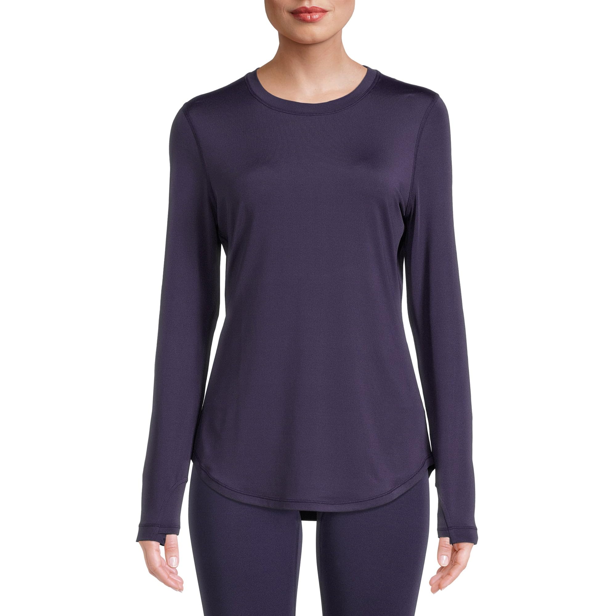Cuddl Duds ClimateRight Women's Long-Sleeve Crew Neck Base Layer Top (US, Alpha, Small, Regular, Regular, Navy)