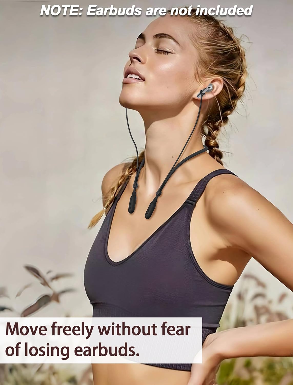 HALLJOY for Galaxy Buds 3 & Galaxy Buds 3 Pro Strap Neckband, Anti-Lost Accessories, Support Volume Control, Ergonomic Design, Fit Airpods Pro 3/2/1, Airpods 4, 3, 2, 1, Black Band/Black Tip - Image 7