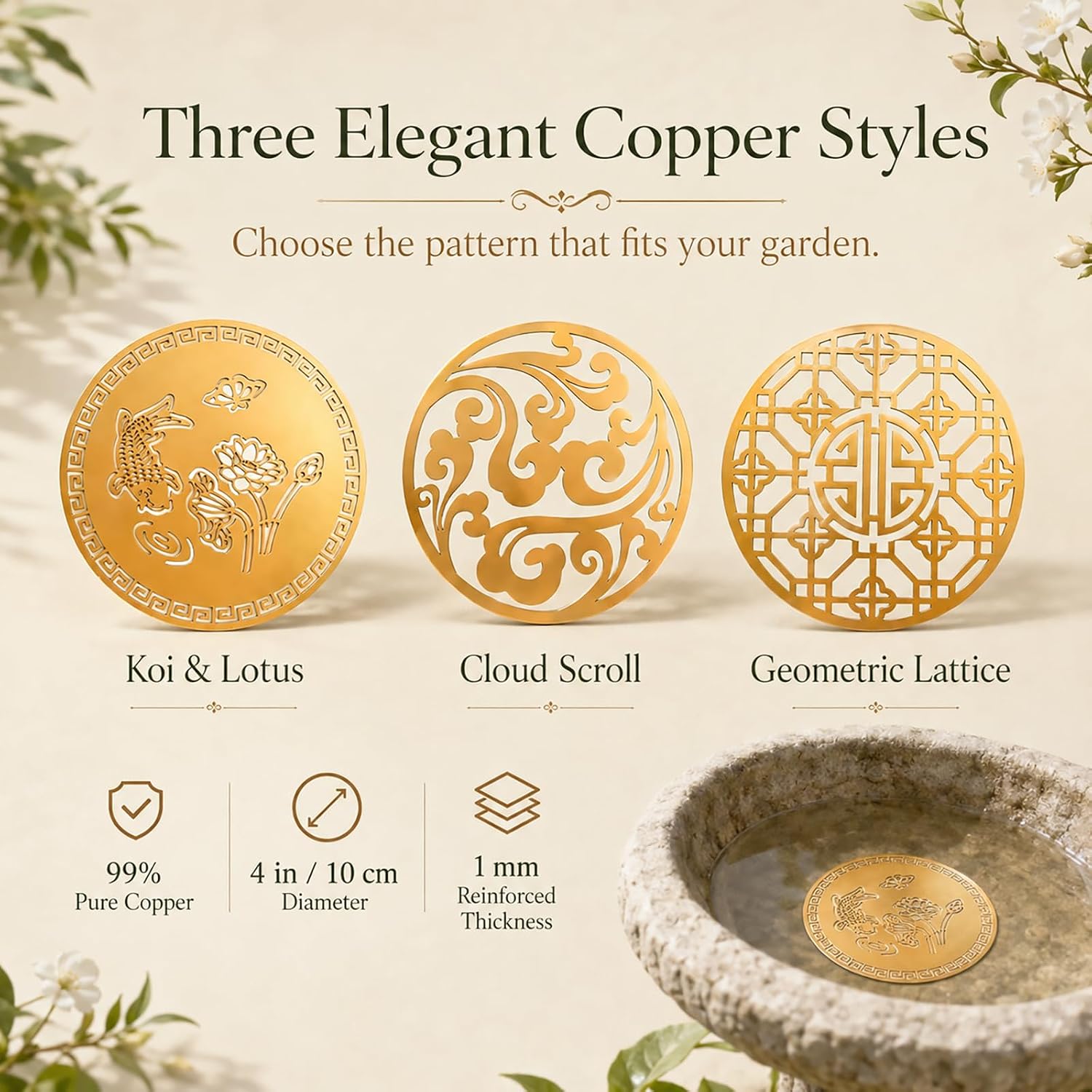 Bird Bath Copper Disk, 4 Inch Pure Copper Disc, 1mm Thick Outdoor Accessory image 3